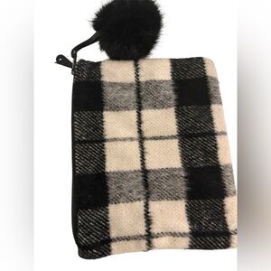 Zara Black and Cream Plaid Pouch